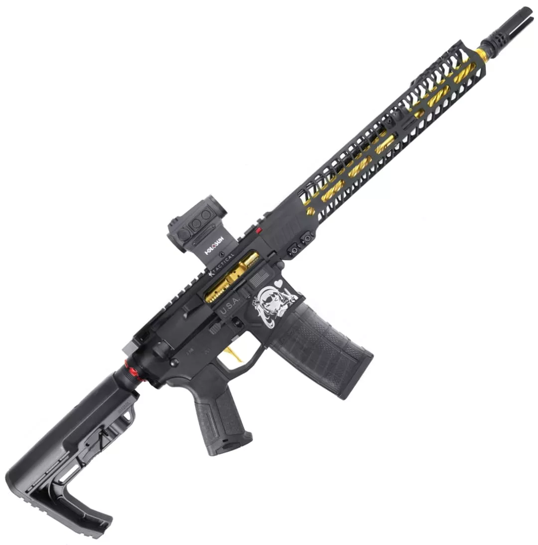 13.7″ Ultra Light Weight AR-15 TiN “Gold” Barrel Spiral Fluted Complete Upper (16″ Pinned & Welded)