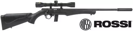 .22 LR Rossi 8122 with 4×32 Scope & Silencer: Blued/Synthetic