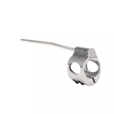 .750 Stainless Low Profile Steel Clamp On Gas Block and Sliver Pistol Length Gas Tube - Assembled
