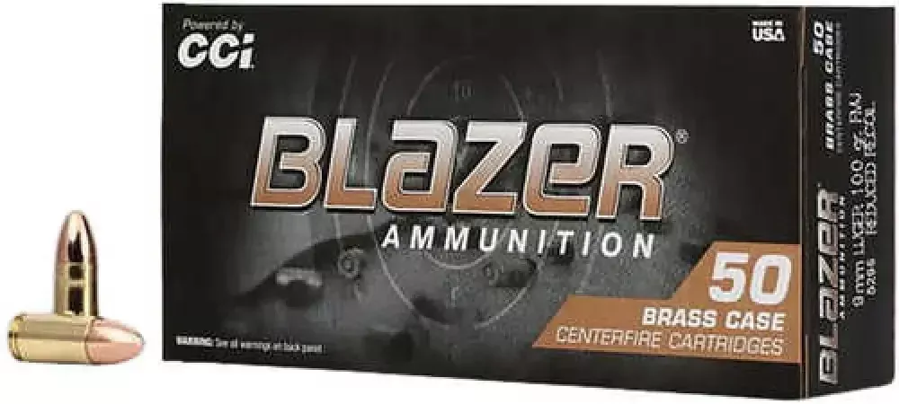 9mm Ammo - CCI Blazer 100Gr FMJ for Accuracy and Reliability