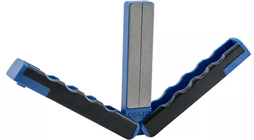 AccuSharp 051C Paddle Sharpener Folding Diamond Sharpener BlackBlue Overmolded Rubber Handle UPC: 015896000515