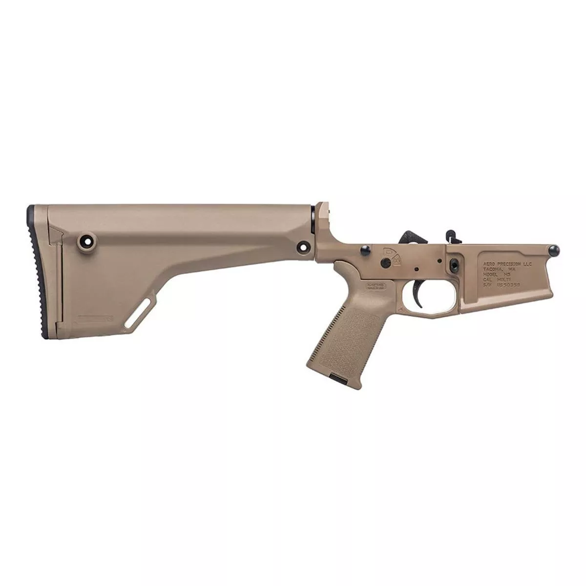 Aero Precision M5 Complete Lower Receiver w/ FDE MOE Grip & Fixed Rifle Stock – FDE Cerakote – APAR308230