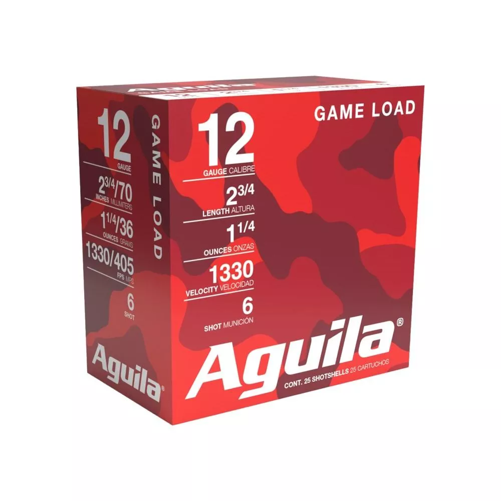 Aguila High Velocity Field Shotshells 12 ga 2-3/4″ 1-1/4oz 1330 fps #6 25/ct