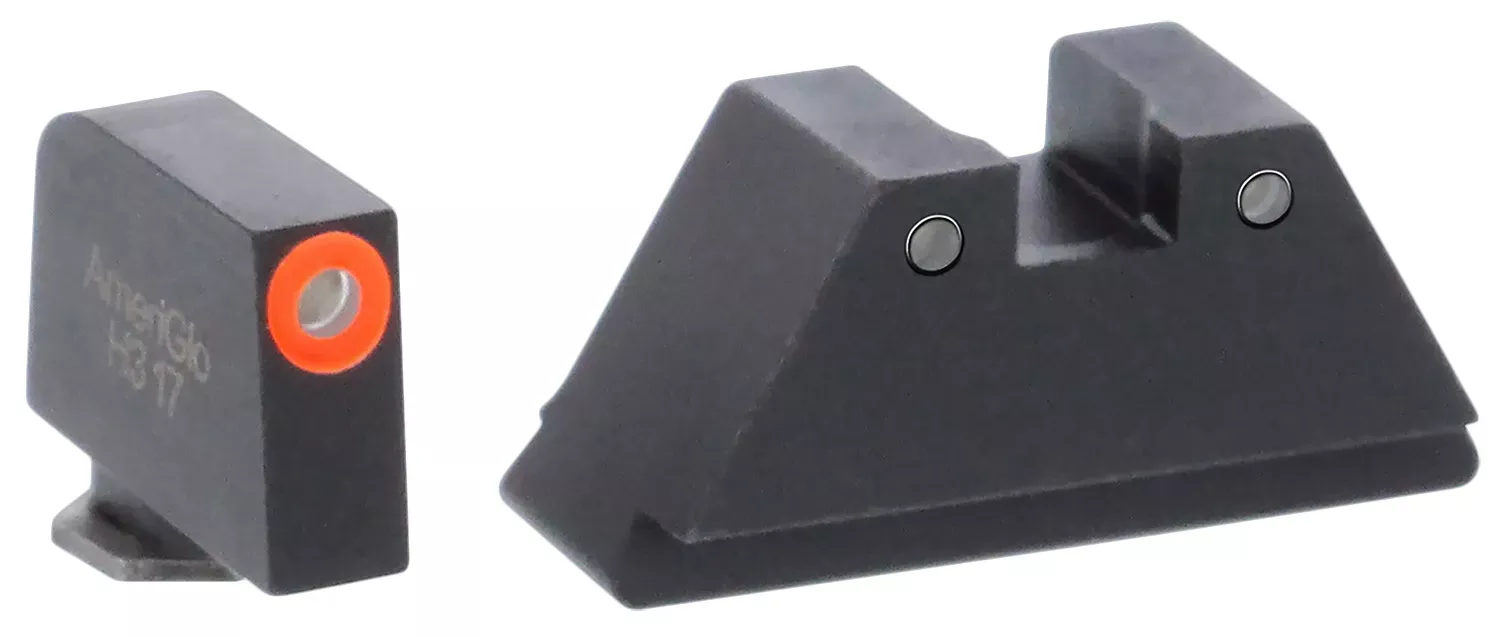 AmeriGlo GL452 Optic Compatible Sight Set for Glock XL Tall Green Tritium Orange Outline Front Sight-Green Tritium Black Outline Rear Sight