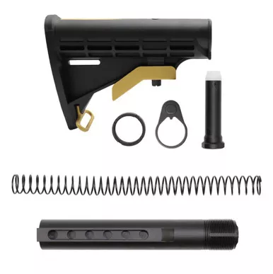 AR-15 .223/5.56 Collapsible Carbine Stock - Cerakote GRADIENT GOLD W/ 6-Position Buffer Tube Kit - Mil-Spec