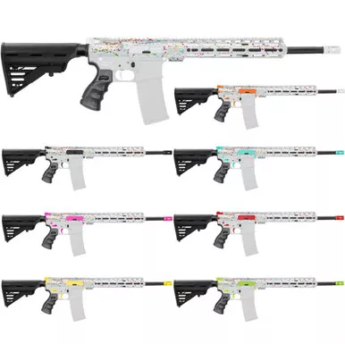 AR-15 5.56 NATO 16" CARBINE KIT - FORGED UPPER WITH 12" Angle Cut Clamp on M-Lok Handguard - CERAKOTE SGY SPLATTER