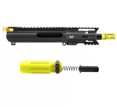 AR-15 5.56 NATO 5'' SLICK SIDE PISTOL UPPER - FORGED UPPER WITH 3.5 SHORT BUFFER SYSTEM - CERAKOTE WHITE