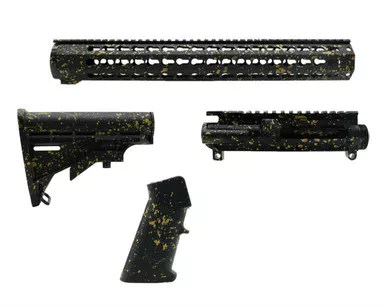 AR-15 Cerakote Splatter Furniture Set - Upper Receiver - 16" Rail - A2 Grip - Stock - Color Silver