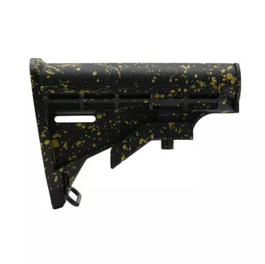 AR-15 Collapsible Standard Version Stock Body - Mil Spec - Base Black - Pattern - Gold - CERAKOTE SPLATTER