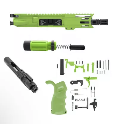 AR-15 Micro 5" Complete Build Kit With Short Buffer System - CEARKOTE ZOMBIE GREEN