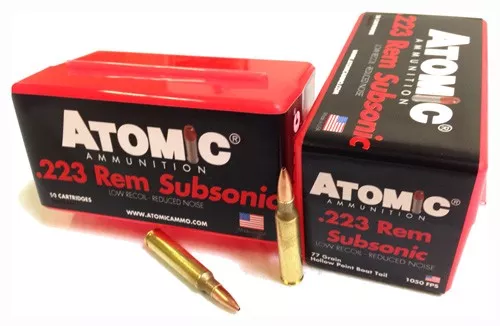ATOMIC SUBSONIC 223 REM 77GR – BTHP 50RD 10BX/CS