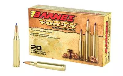 Barnes VOR-TX, 25-06 Rem, 100 Grain, Tipped Triple Shock X, Lead Free, 20 Round Box, California Certified Nonlead Ammunition 21557