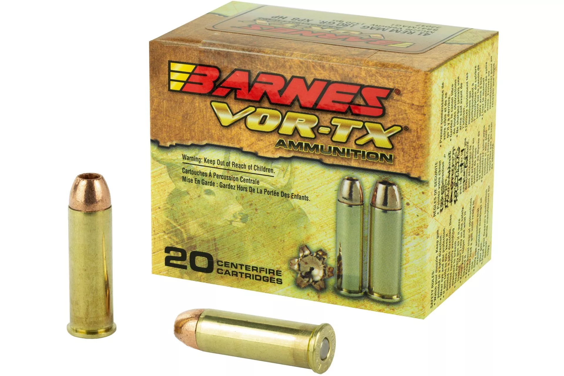 Barnes VOR-TX 41 Mag 180 Grain XPB Jacketed Hollow Point Handgun Ammo – 20 Rounds – BB41MAG1