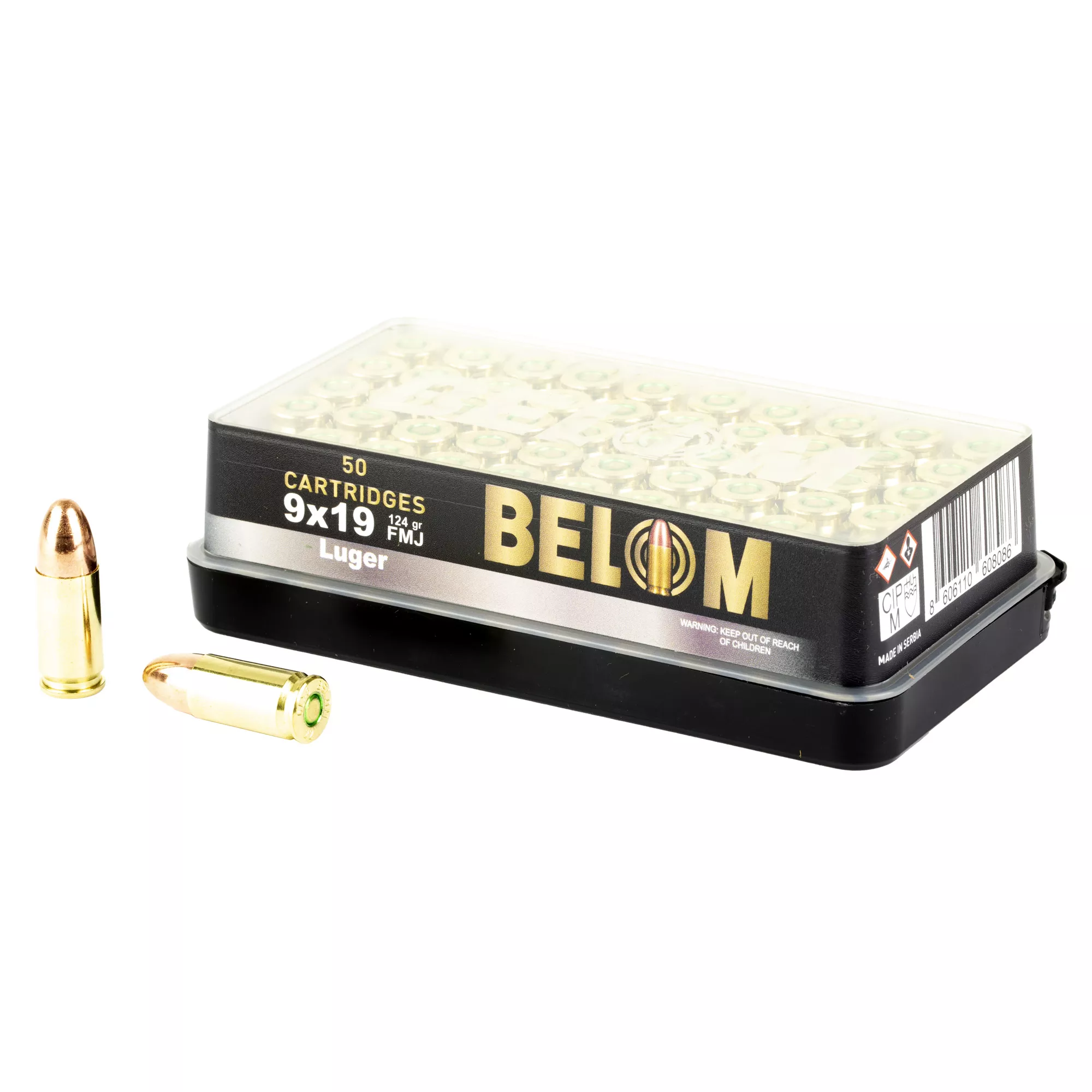 BELOM 9MM 124GR FMJ BRASS 50/1000