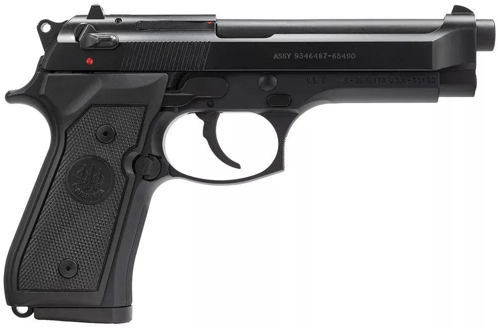 Beretta USA J92M9A0M M9Full Size Frame 9mm Luger 15+1, 4.90" Steel Barrel, Black Bruniton Serrated Steel Slide & Aluminum Frame w/Beavertail, Ambidextrous
