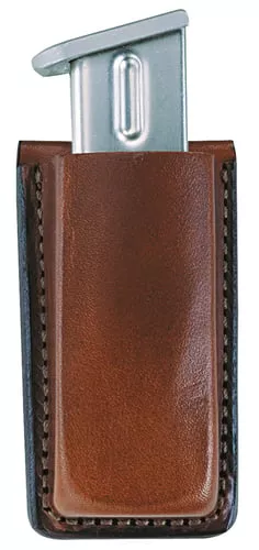 Bianchi 10734 Open Top Mag PouchSingle Tan Leather Belt Clip Compatible w/ 9mm/10mm/40/45 Belts 1.75" Wide