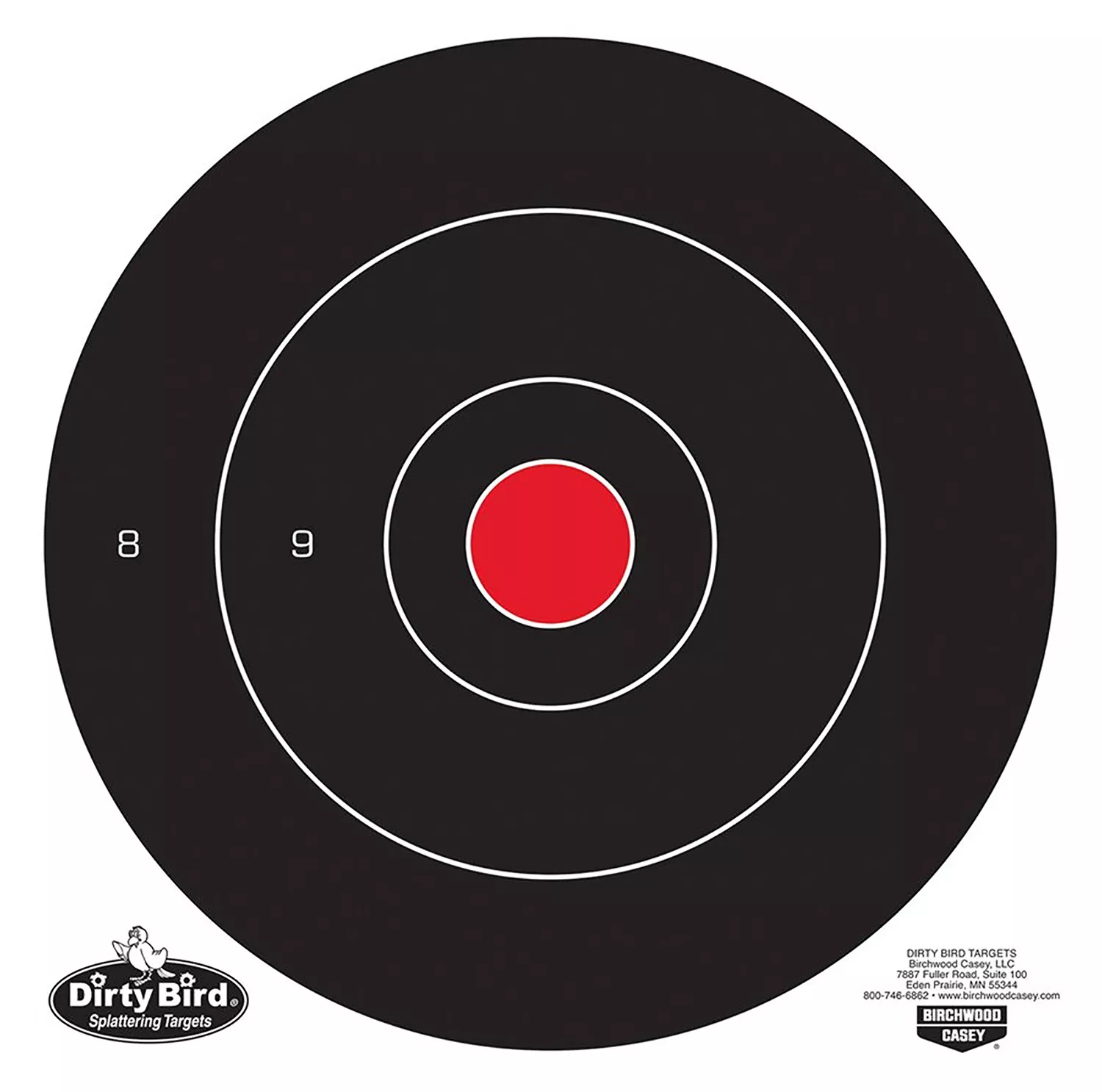 Birchwood Casey 35012 Dirty Bird12" Bullseye Tagboard Hanging Black/White 12 PK