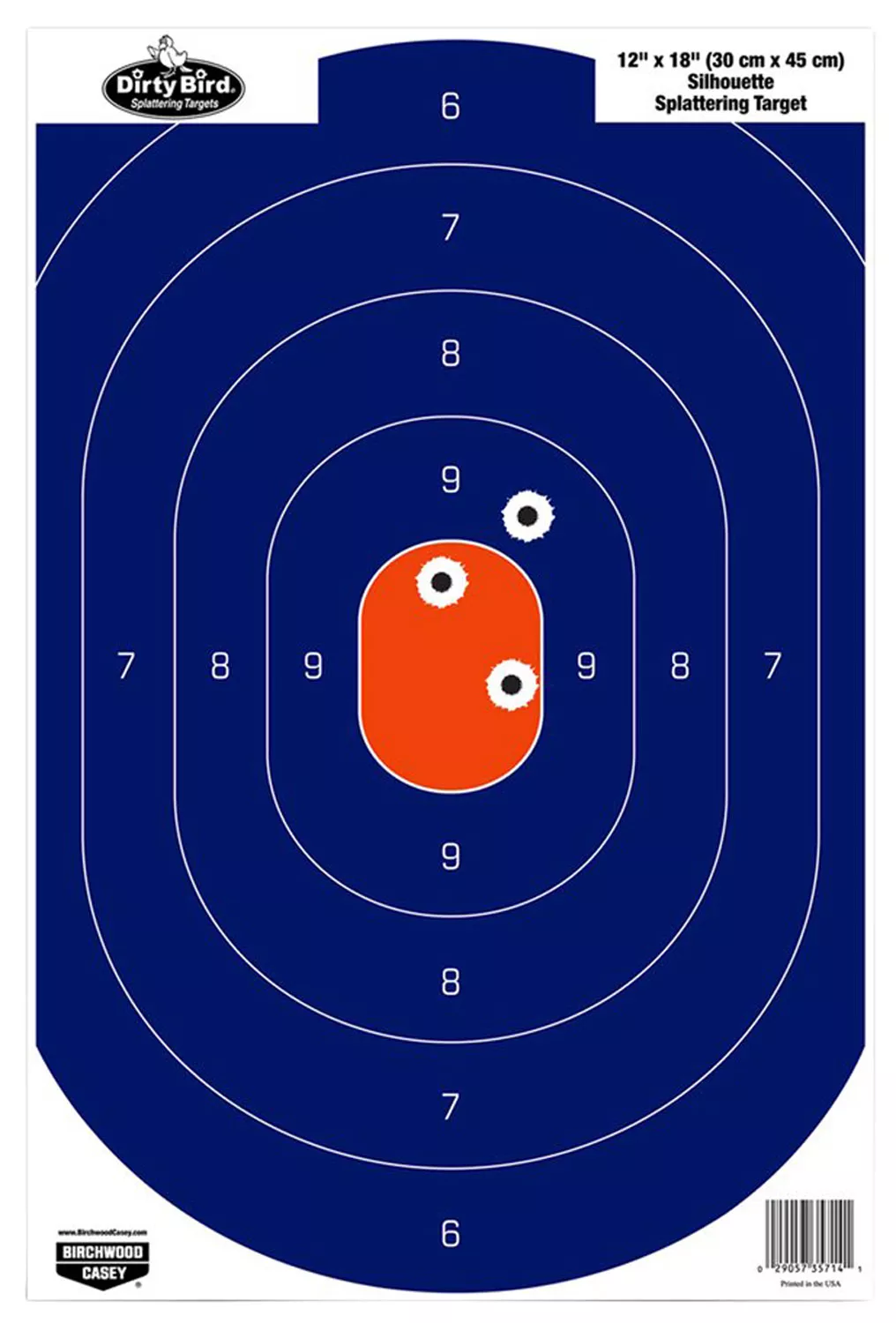 Birchwood Casey 35718 Dirty BirdSilhouette Tagboard Hanging Universal 12" x 18" Blue/Orange 8 Per Pkg