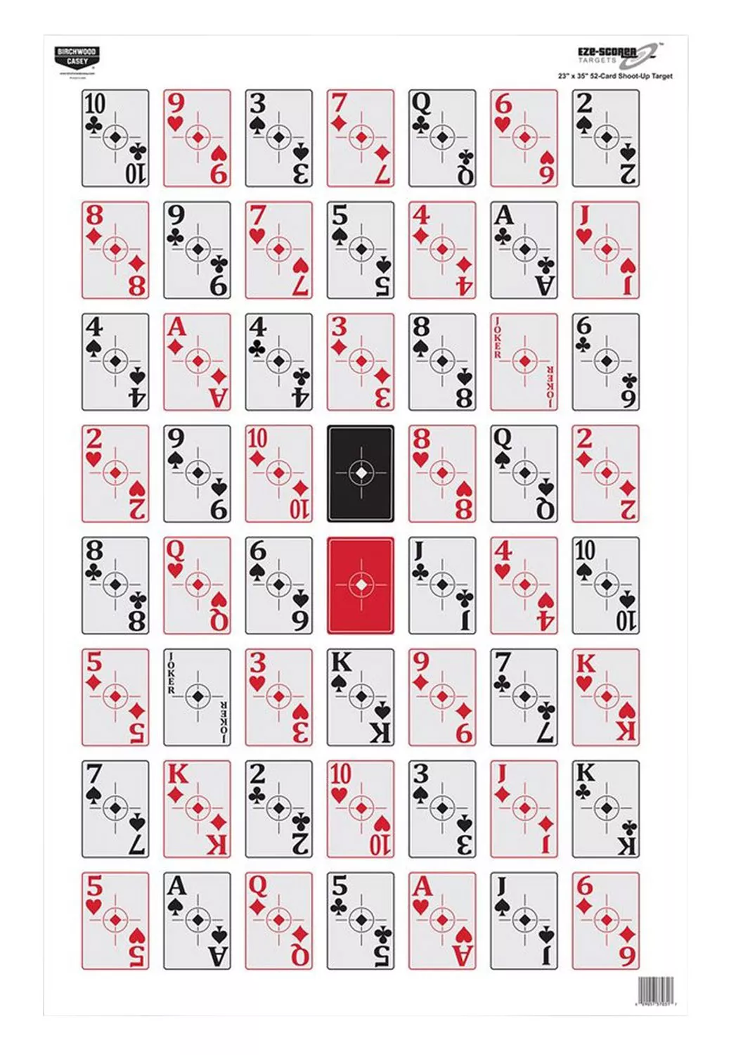 Birchwood Casey 37028 EZE-ScorerPlaying Cards Paper Hanging 23" x 35" Black/Red 100 Per Pkg
