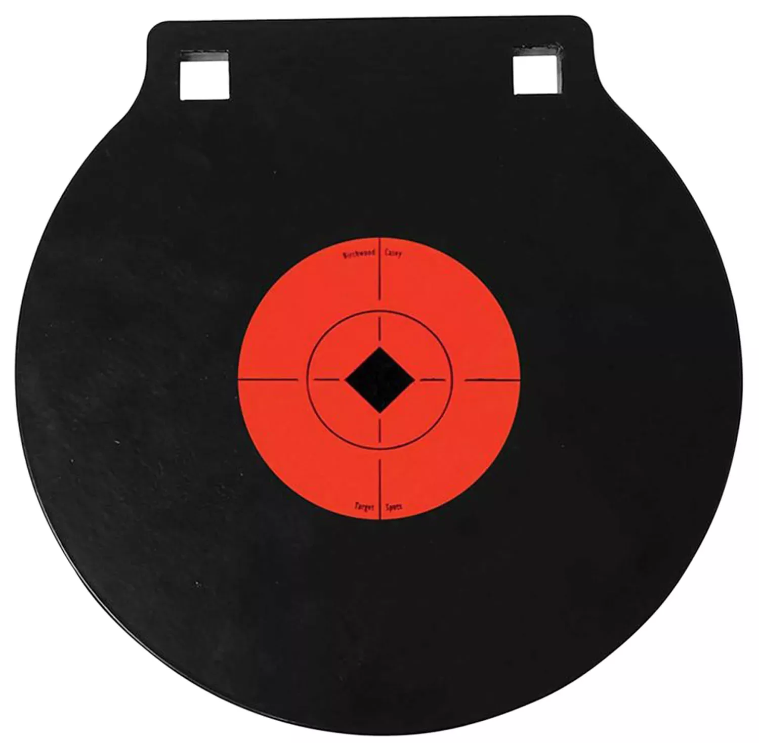 Birchwood Casey 47604 World of Targets Double Hole 8″ Pistol/Rifle Black/Orange AR500 Steel Circle W/Crosshair & Diamond 0.38″ Thick Hanging