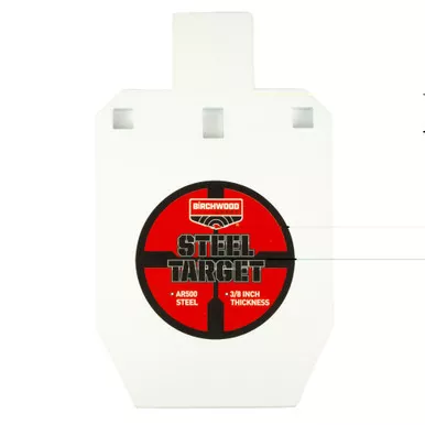 Birchwood Casey AR500 Gong, 1/3 IPSC Silhouette Target, Double Hang Hole, Powder Coat, White BC-47661