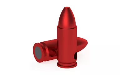 Birchwood Casey DURACAP Training Rounds, 9MM, Aluminum Construction, Anodized Finish, Red, 6 Pack BC-DCTR-9MM