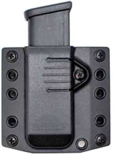 Bravo Concealment Magazine Pouch, Single, 1.5" Belt Loops, Size Medium, Fits Glock 43X, Sig P365, and Springfield Hellcat Magazines, Ambidextrous, Polymer, Black BC60-1002