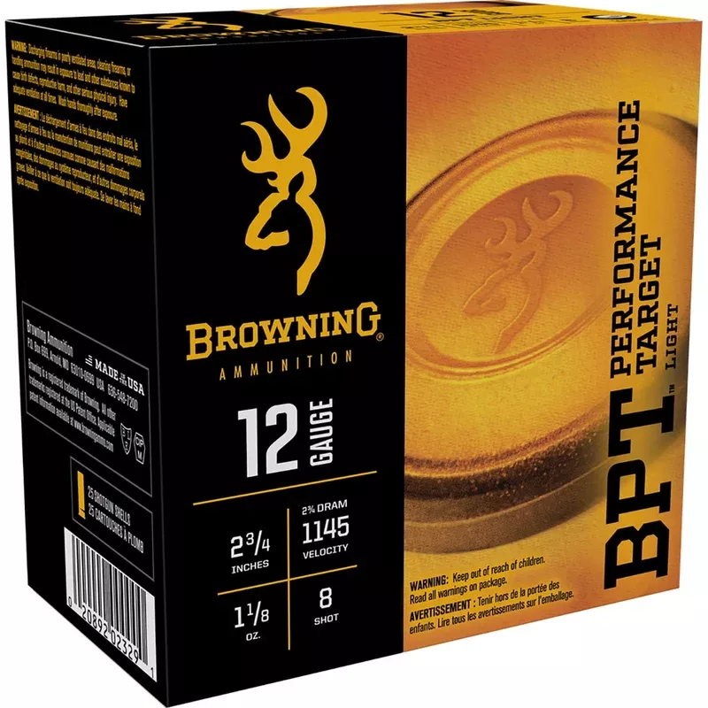 BROWNING AMMUNITION – BPT Performance Target 12 gauge 2-3/4″ 1-1/8oz #8Shot 25/Box Quantity Discount PriceAdd To Favorite