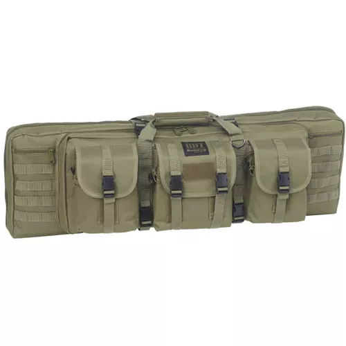 Bulldog BDT4037G Tactical Single Rifle Case 37 Green with 3 Accessory Pockets Deluxe Padded Backstraps Lockable Zippers UPC: 672352010497
