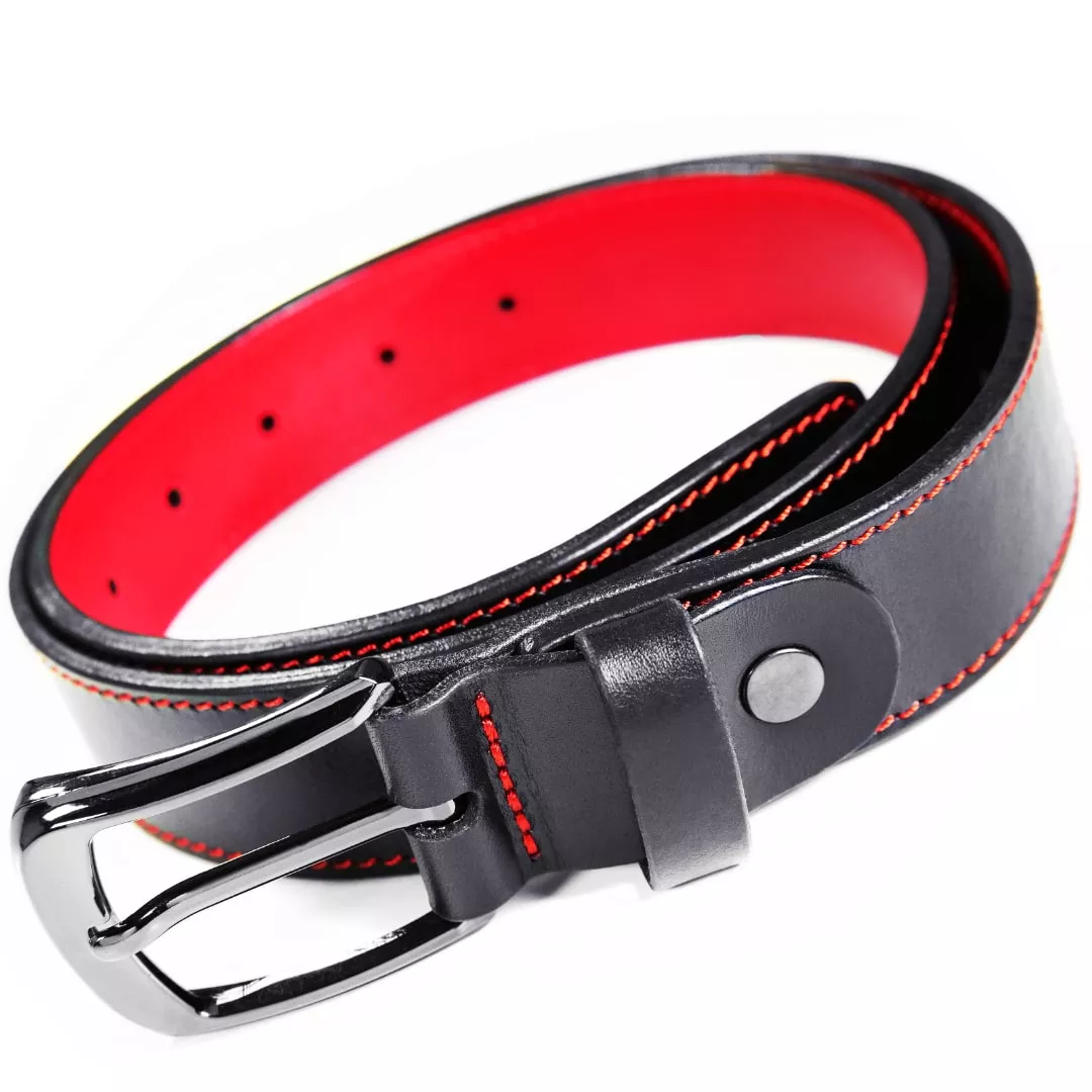 CCW Leather Belt Thick Red / Black Everyday Carry IWB Fashionable Belt