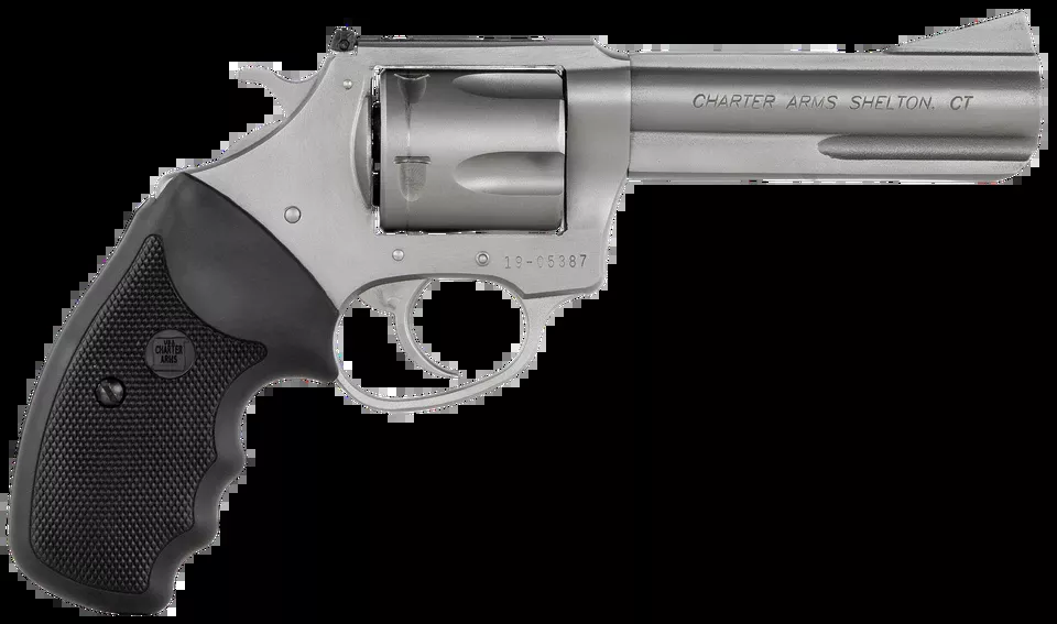Charter Arms Bulldog Target .44 Special Revolver, 4.2" Stainless Steel, 5-Shot, Rubber Grip