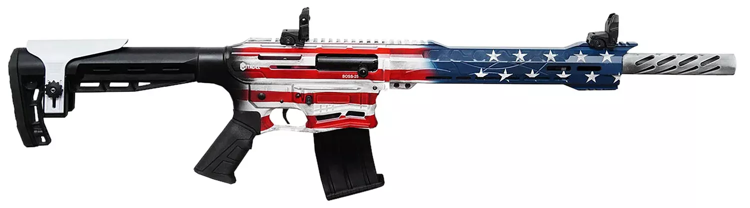 Citadel CBOSS2512USA Boss-2512 Gauge 3″ 18.75″ 5+1 American Flag Cerakote Rec/Barrel Black Fixed Adjustable Comb Stock Right Hand