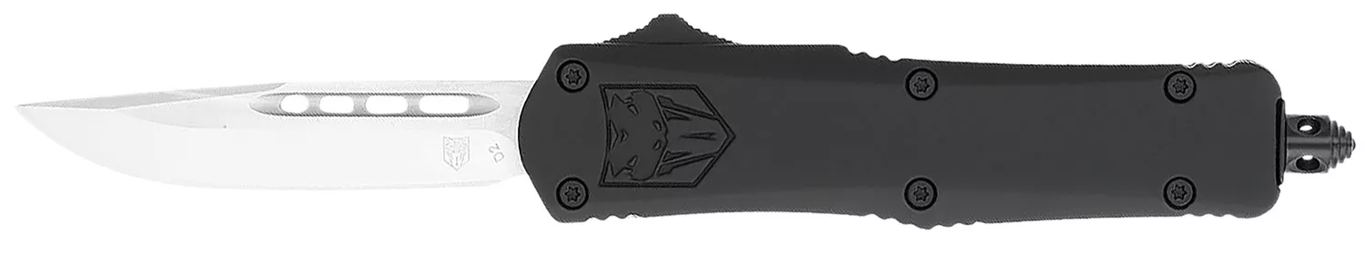 CobraTec Knives SBFS3DNS FS-3Small 2.75" OTF Drop Point Plain D2 Steel Blade, 4.25" Black Aluminum Alloy Handle