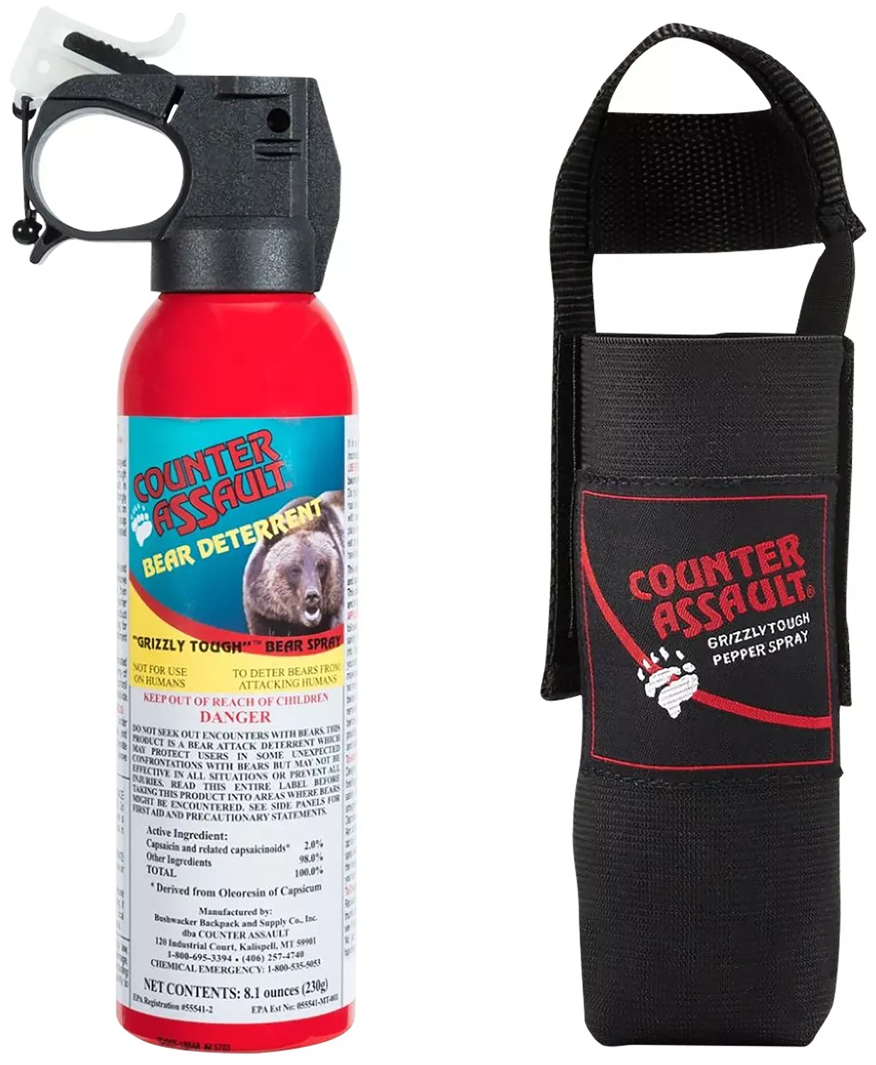 Counter Assault 15067025 Bear Spray Capsaicin Range 32 FT-7 Seconds 8.10 oz Includes Holster