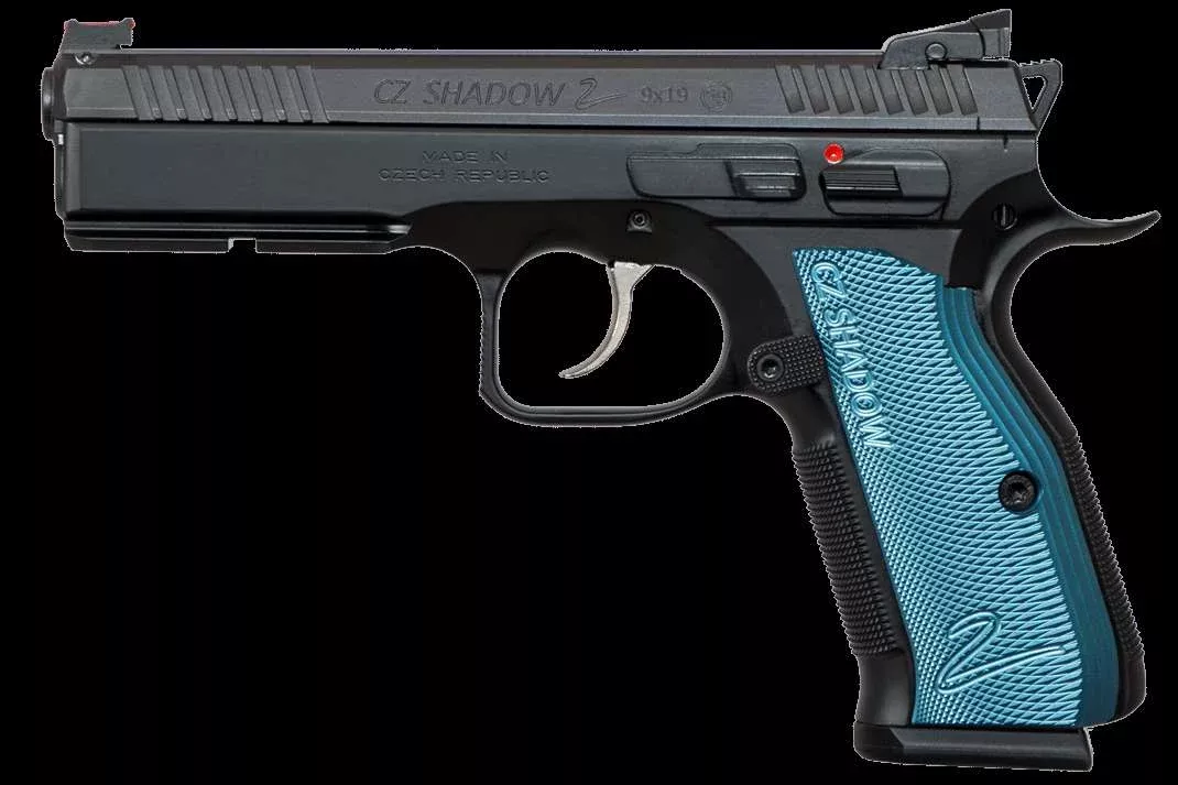 CZ-USA 91257 Shadow 2 SA/DA 9mm Luger 4.89" 17+1 Overall Black Nitride Finish with Inside Railed Steel Slide, Blue Aluminum Grip, Non-Tilted Barrel & Picatinny Rail