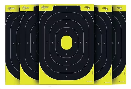 EZ-Aim 1537230 Splash ReactiveIPSC Silhouette Paper Hanging 12.50″ W X 18.25″ H Chartreuse/Black 30 Per Pkg