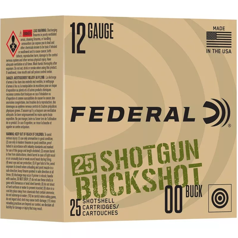 FEDERAL – 12 Gauge 2-3/4″ 9-Pellet #00 Buckshot 25/Box Quantity Discount PriceAdd To Favorite