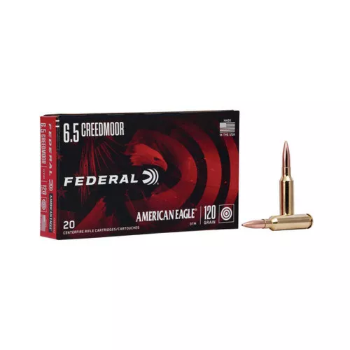 Federal American Eagle Hyper Velocity Centerfire Ammunition, 6.5 Creedmoor, Open Tip Match, 120 Grain – 20 Cartridge Box ( 20 / 1 )