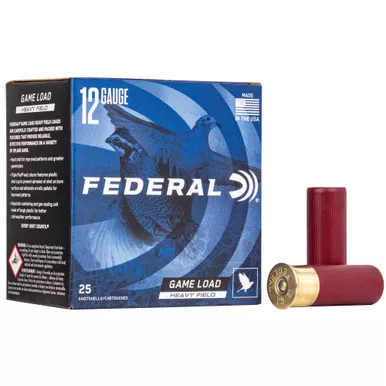 Federal, Game Load Upland Heavy Field, 12 Gauge, 2.75″, #7.5, 3 1/4 Dram, 1 1/8 oz, Shot, 25 Round Box