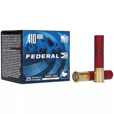 Federal Game-Shok, 410 Bore, 2.5", #6, Max Dram, .5oz, Shotshell Lead Shot, 25 Round Box H4126