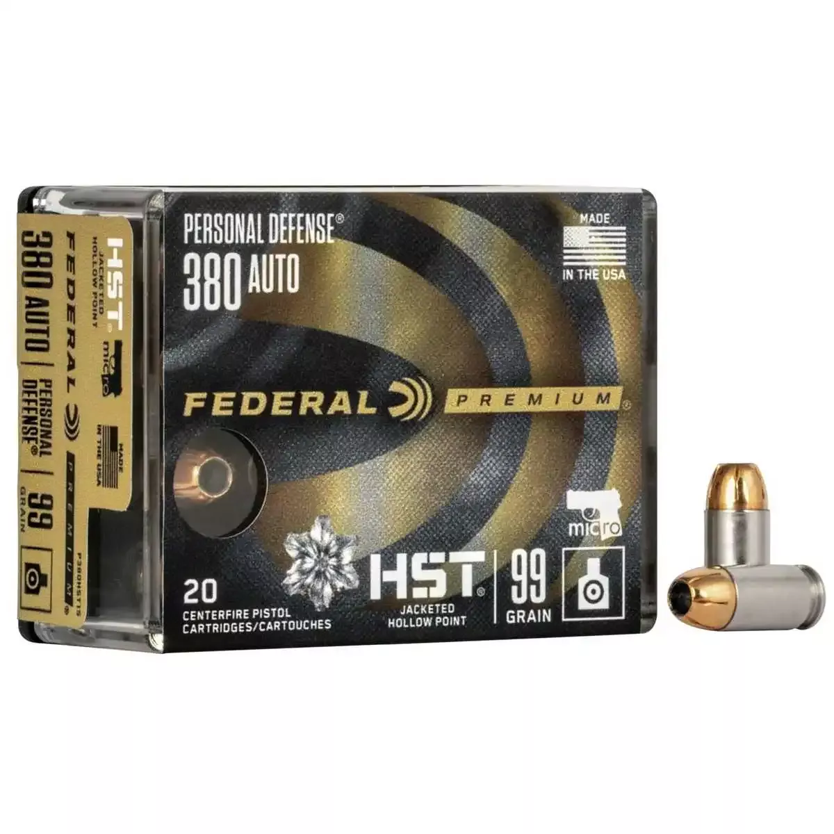 Federal Personal Defense HST Handgun Ammunition .380 Auto 99 Grain JHP 935 fps 20/box