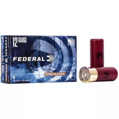 Federal PowerShok, 12 Gauge, 2.75", Max Dram, 1oz, Sabot Slug, Hollow Point, 5 Round Box F127SS2