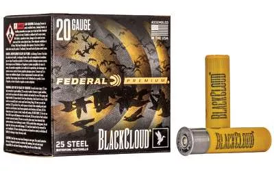 Federal, Premium, Black Cloud FS Steel with Flightcontrol Flex Wad, 20 Gauge 3″, #3, 1 oz, Steel Shot, 25 Round Box