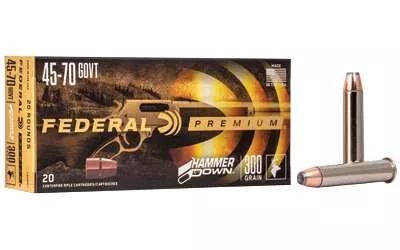 Federal Premium Hammer Down 45-70 Government 300 Grain Bonded Soft Point Designed for Lever Action Rifles – 20 Round Box