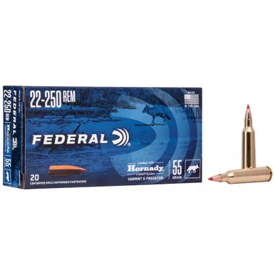 Federal Varmint and Predator, V-Max, 22-250 Remington, 55 Grain, 20 Round Box V22250VM2