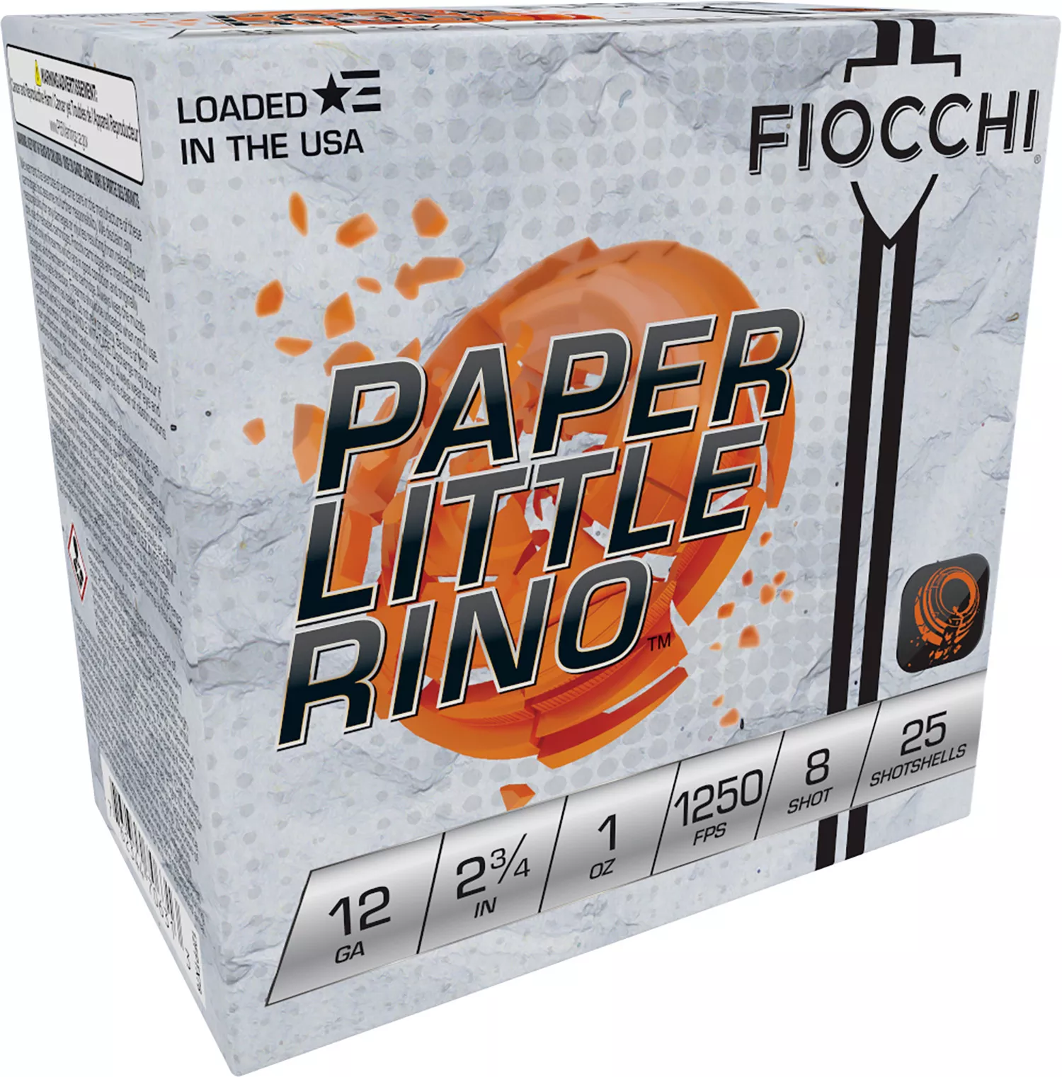 Fiocchi 12FPTX8 Paper Little Rino Extrema 12Gauge 2.75" 1oz 8Shot 25 Per Box/10 Case