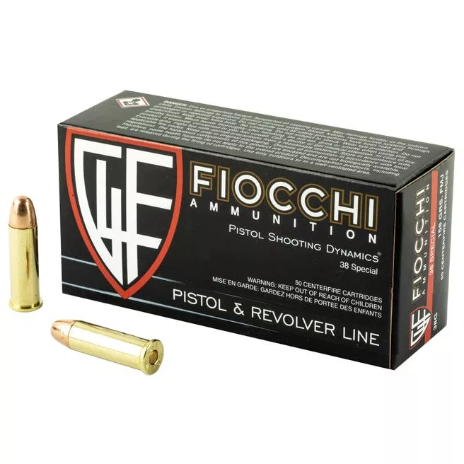 Fiocchi Ammunition Centerfire Pistol 38 Special 158 Grain Full Metal Jacket Handgun Ammo – 50 Rounds – 38G