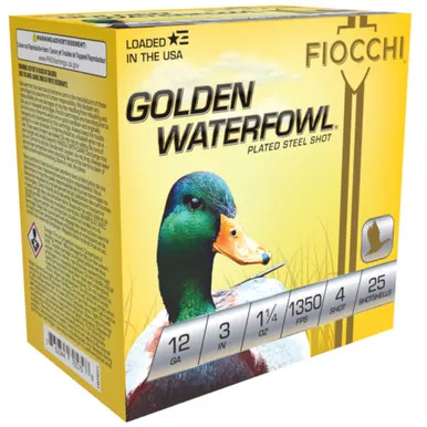 Fiocchi Golden Waterfowl 12ga 3" 1 1/4oz #4 Steel Shot 123SGW4