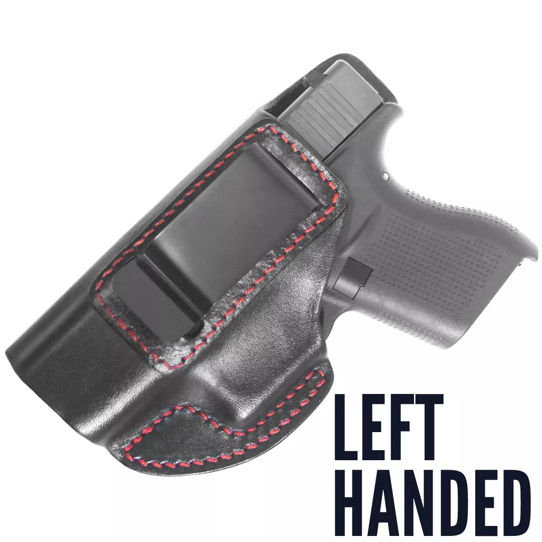 Fits Glock 43X IWB Leather Holster Conceal Carry CCW For G43 – LEFT HANDED
