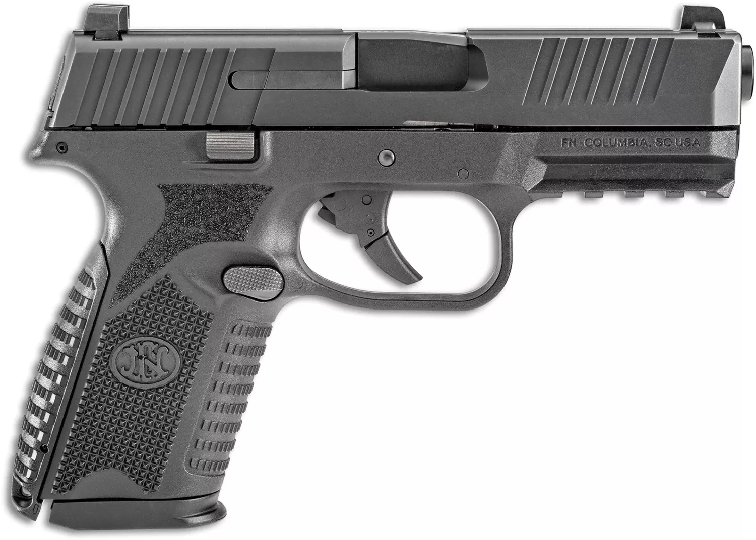 FN 66100464 509 Midsize 9mm Luger 4" Barrel 10+1, Matte Black Polymer Frame With Mounting Rail, Matte Black Stainless Steel Slide, No Manual Safety